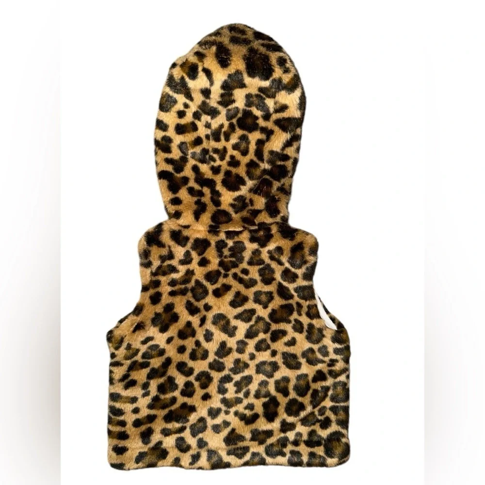 Carters Leopard Faux Fur Hooded Vest Full Zip Sleeveless Infant Jacket #109